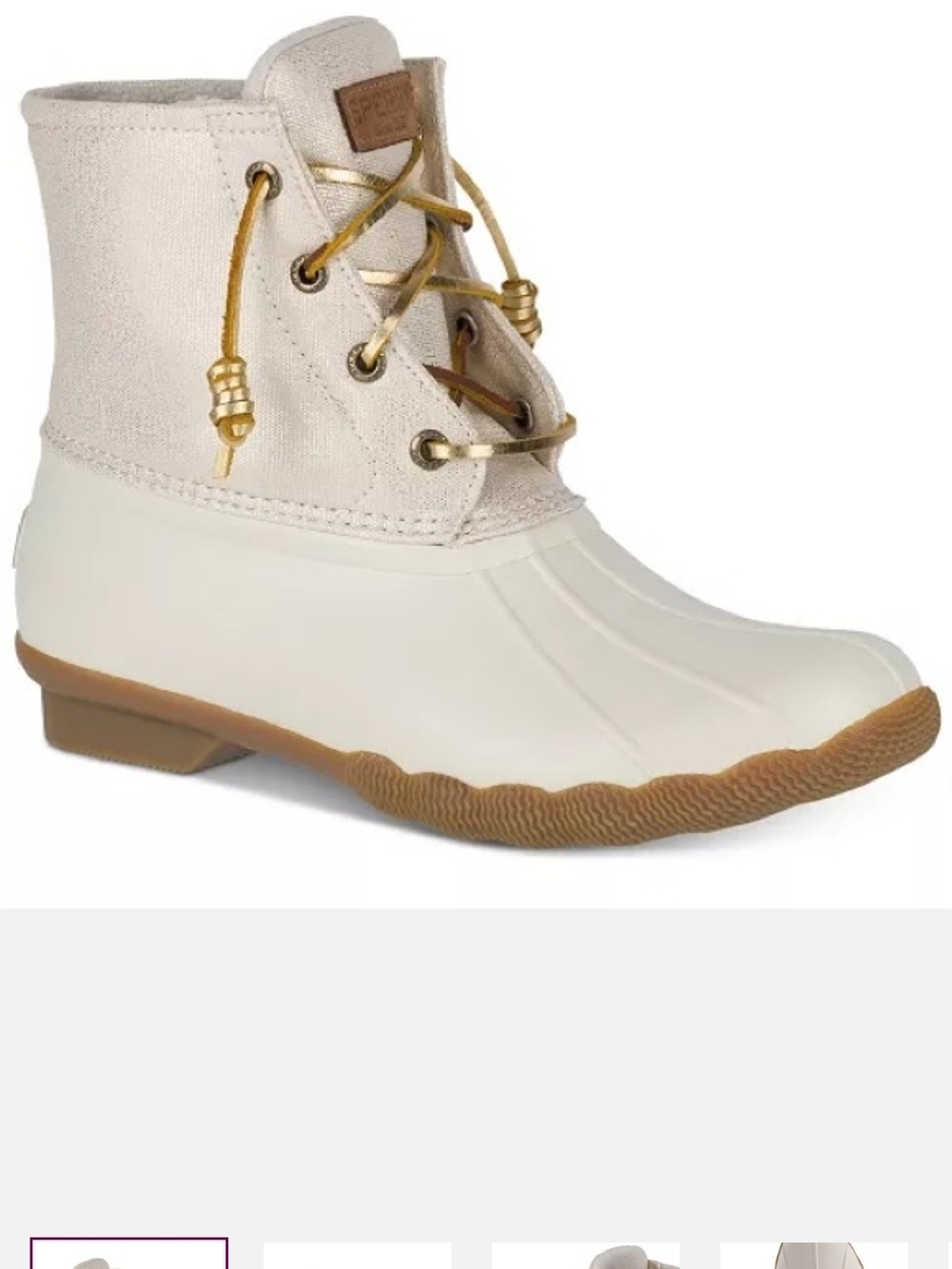 Sperry Cream and Tan Lace-Up Duck Boot Worn Once